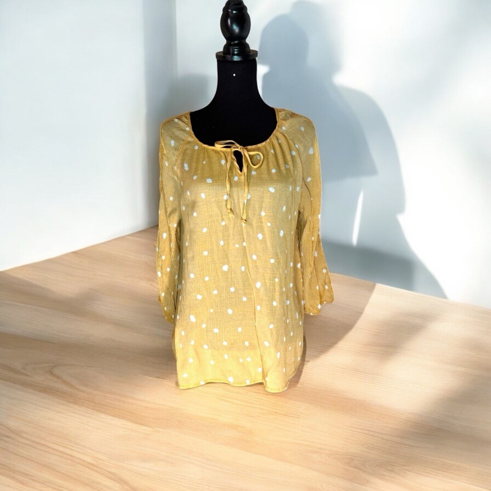Yellow Tie Front Relaxed Blouse